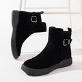 Womens Short Flat-heeled Round-toe Boots With A Side Zipper