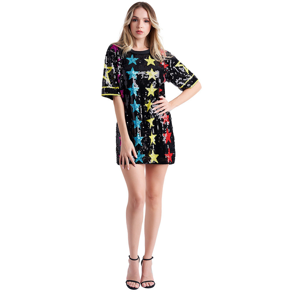 Women's Fashion Loose Cool Sequined T-shirt Top