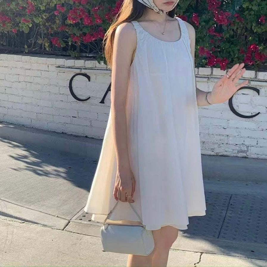 Sleeveless Pleated Suspender Dress South Korea Large Skirt