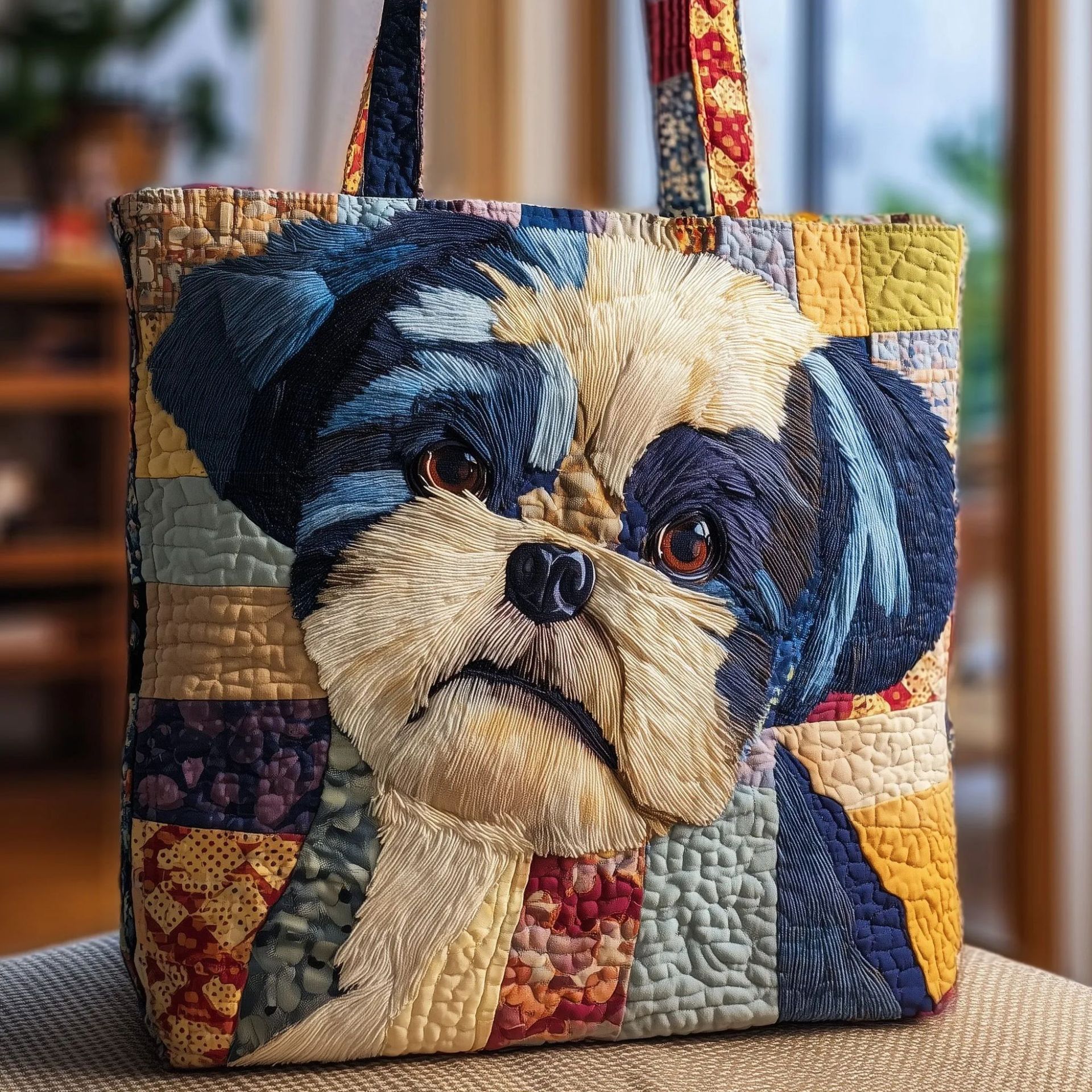 300g Canvas Dog-Printed Tote And Shoulder Bag