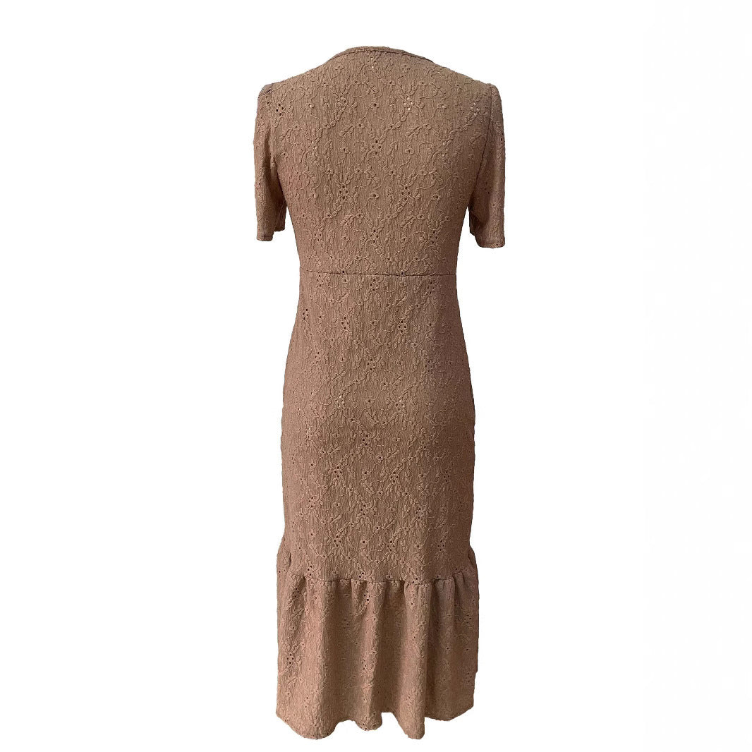 Peter Pan Collar Short Sleeve Fashion Dress Women