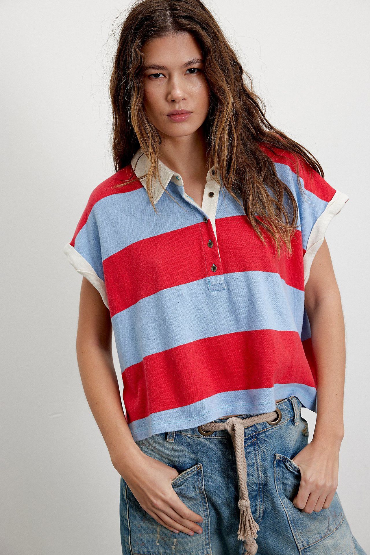 Womens Casual Striped Short-sleeve Loose T-shirt