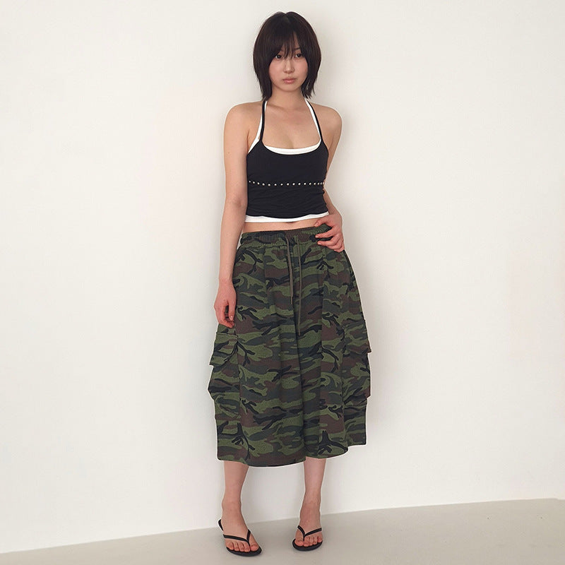 Women's Street Contrast Colors False-two-piece Halter Backless Short Vest