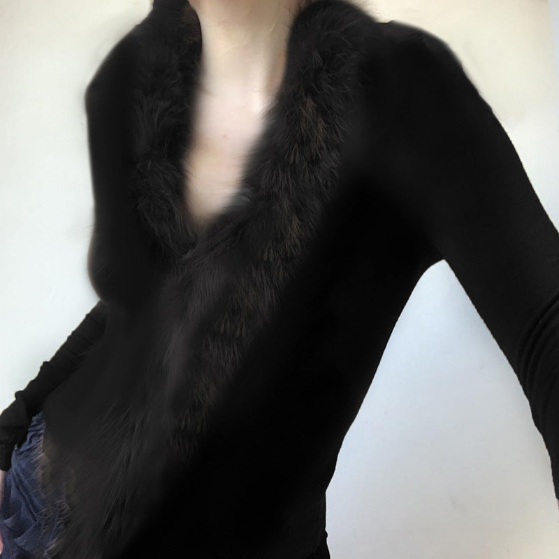Slimming Long Sleeve Bottoming Sweater Black
