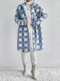 Womens Flap-Pocket Plaid Jacket With A Padded Design
