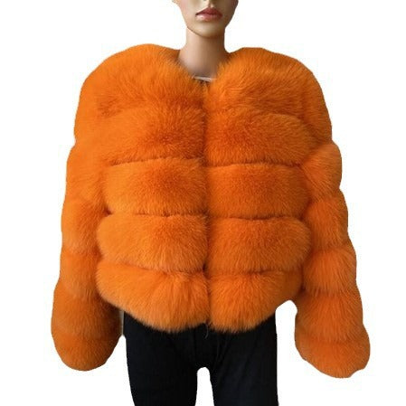 Faux Fox-fur Patchwork Thickened Warm Fur Coat