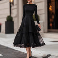 Black Lace-Panel Letter Dress