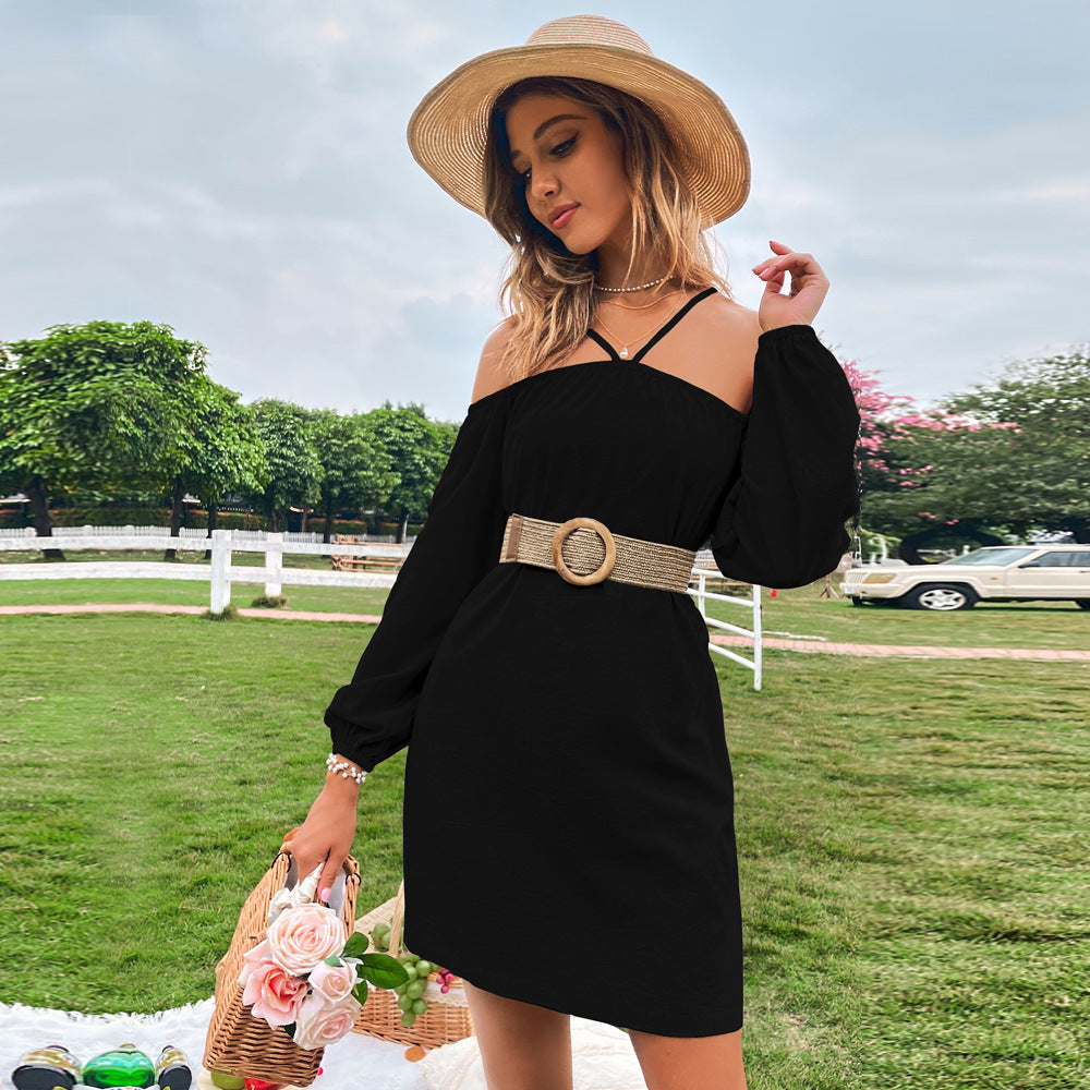 Loose Casual Off-shoulder Sleeveless Long Sleeve Dress