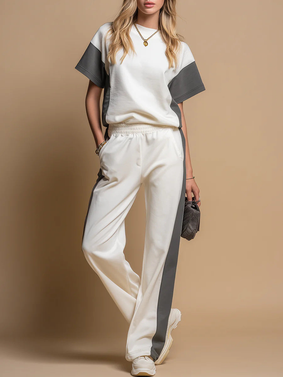 Stylish Minimalist And Relaxed Fit Womens Short Sleeve Set