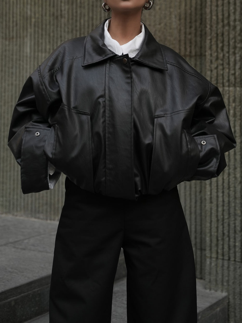 Black Oversized Leather Jacket