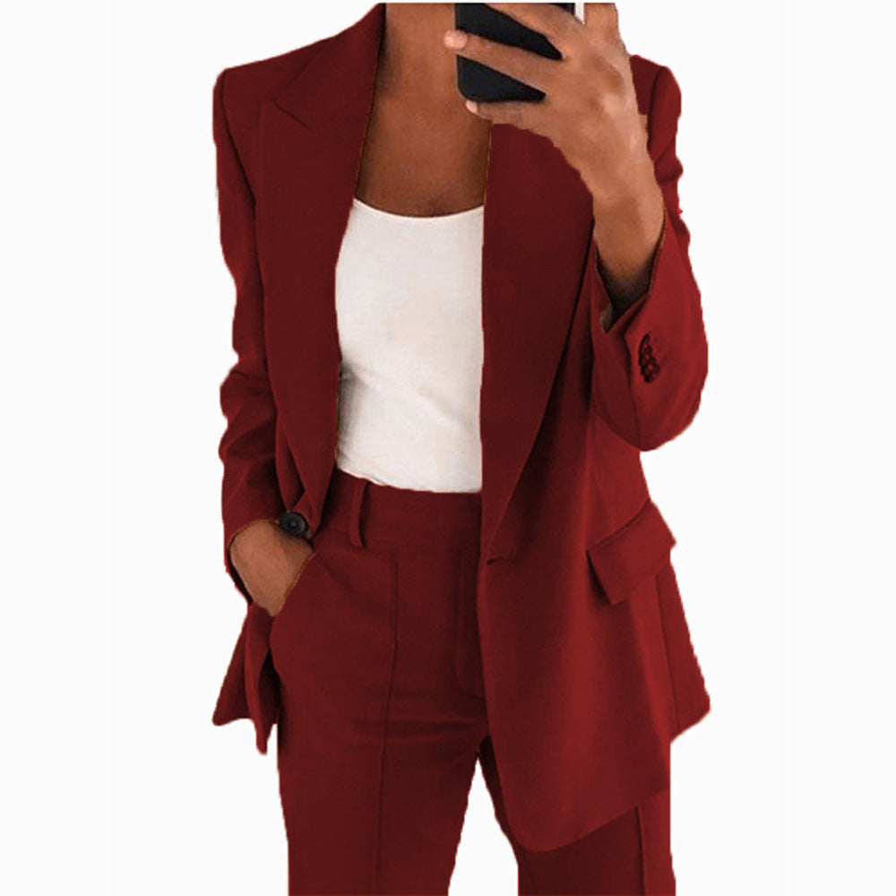 Fashion Button Slim Lapel Cardigan Temperament Suit Coat Suit