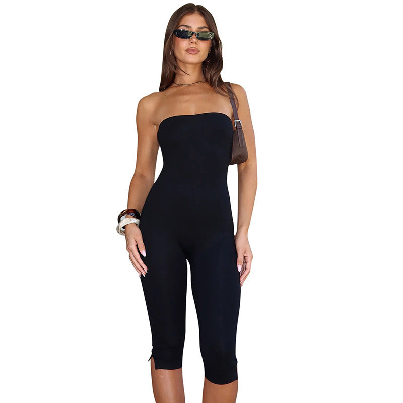 Women's Sleeveless Tube Top Long Jumpsuit