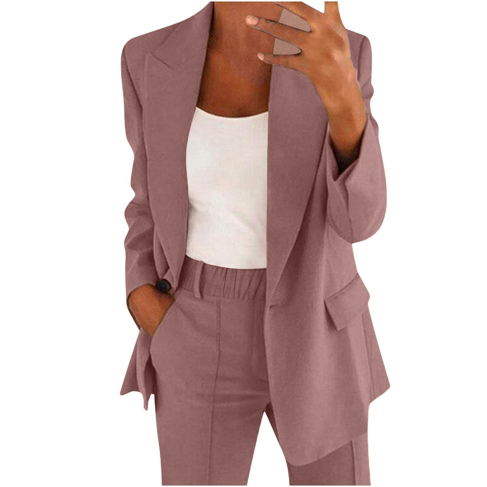 Fashion Button Slim Lapel Cardigan Temperament Suit Coat Suit