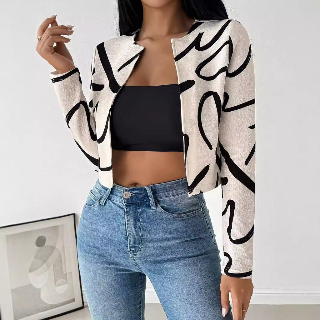 Womens Stylish Casual Printed Jacket Top