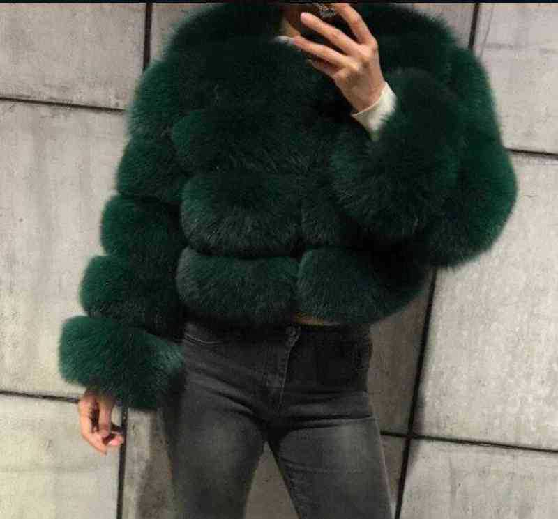 Faux Fox-fur Patchwork Thickened Warm Fur Coat