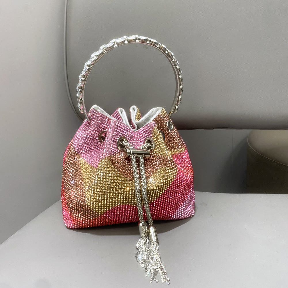Diamond-embellished Handle Tote Bag With A Single-shouldercrossbody Strap