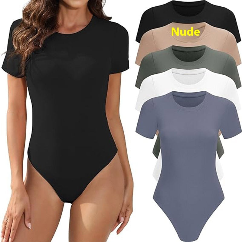 Crew Neck Casual Stretch Basic One-piece T-shirt