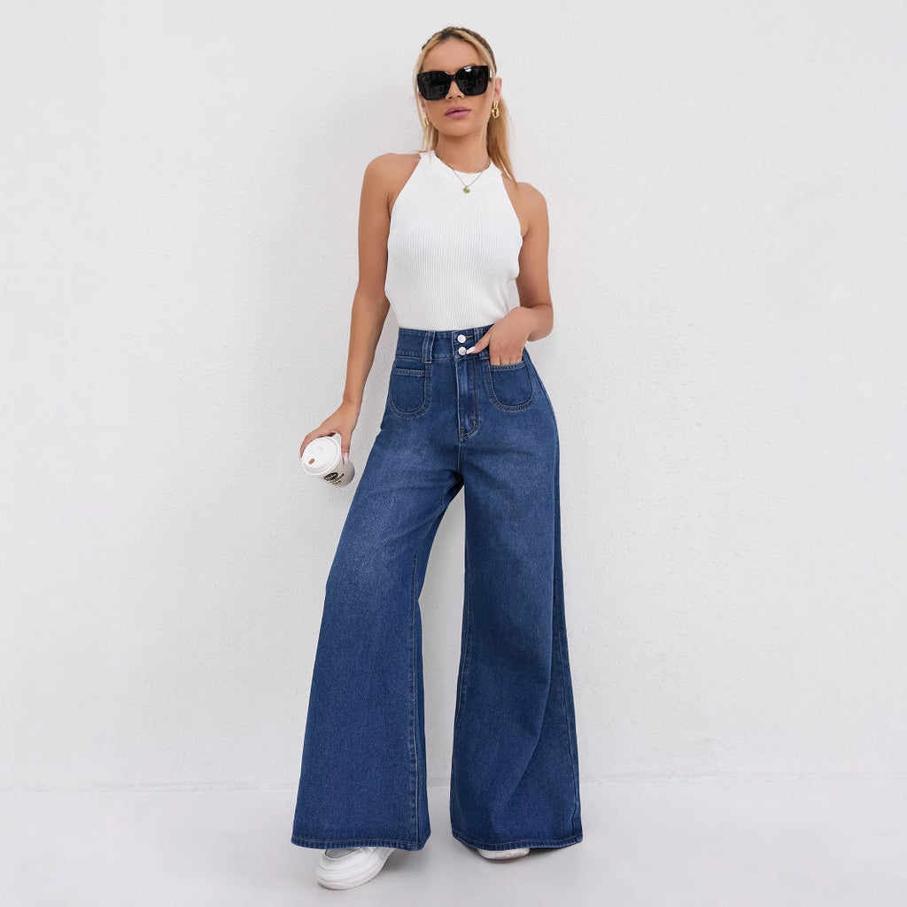 High-waisted Floor-length Flared Pants