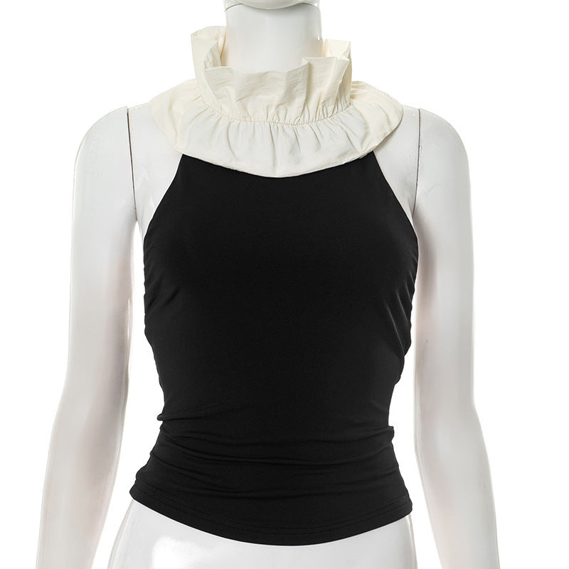 European And American Halter Sleeveless Backless Sexy Slim Top For Women