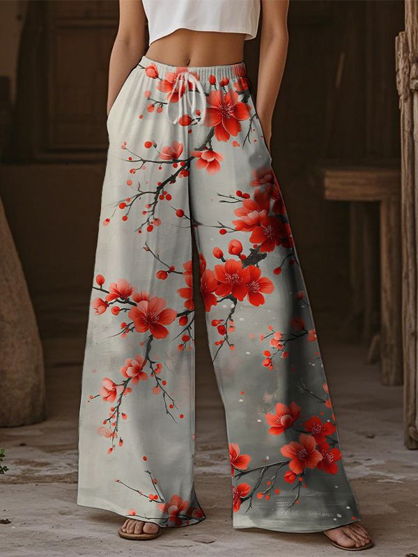 Casual Wide-leg Athletic Pants For Street Style In Europe And The US