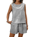 Fashionable Casual Two-Piece Set Crew-Neck Sleeveless Tank Top And Shorts