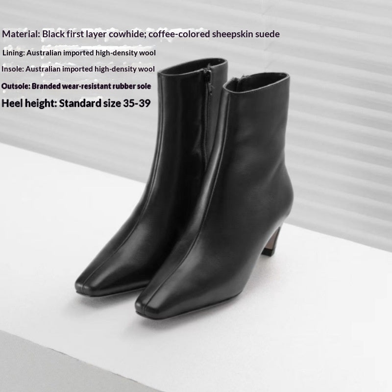 Womens Genuine Leather Snow Boots For Winter Cowhide