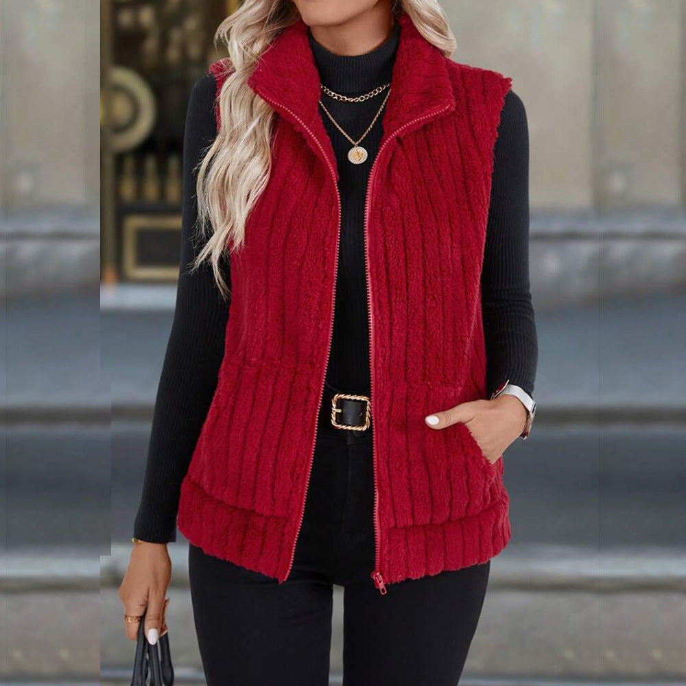 Women's Casual Versatile Lapel Zip Vest Top