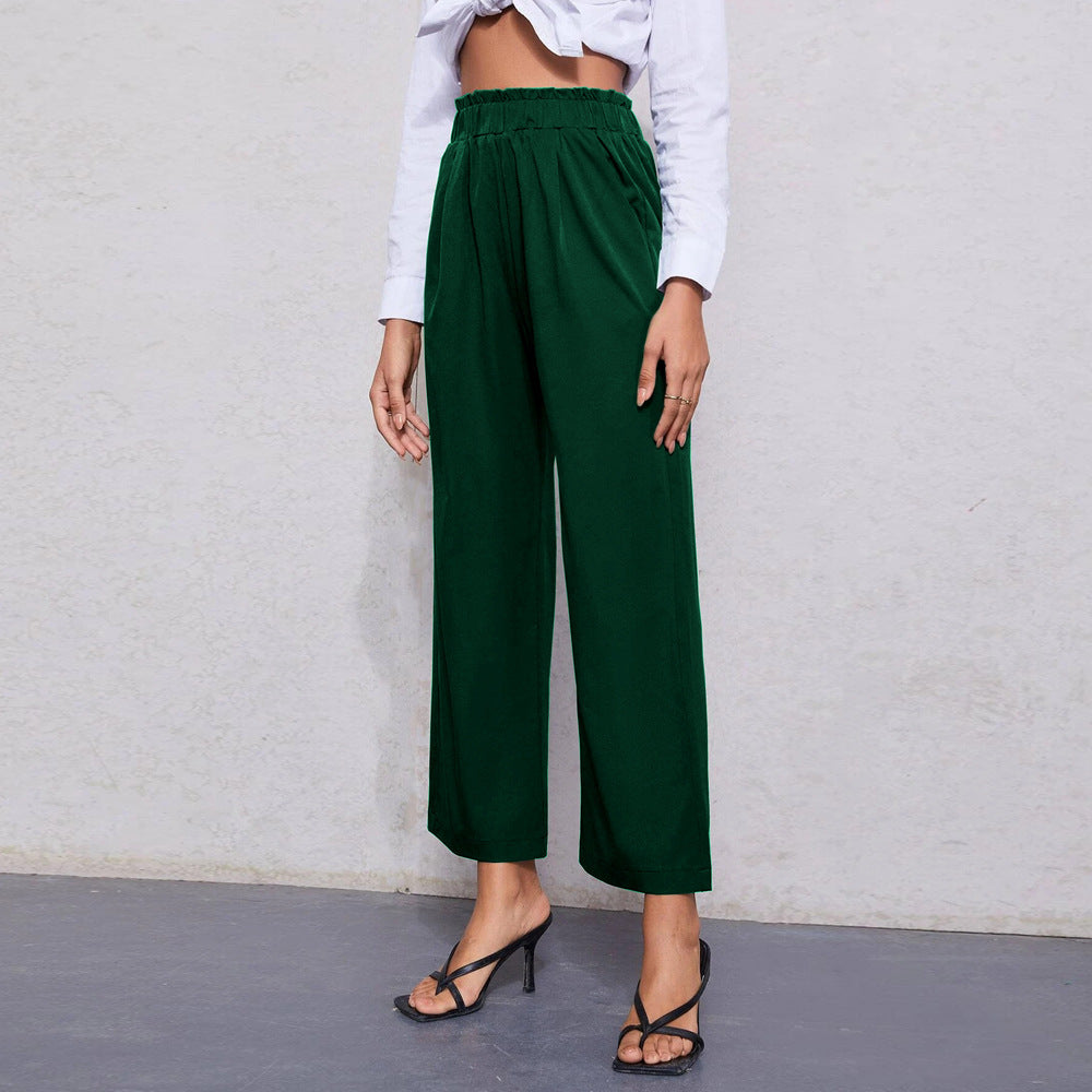 Women's Slim Waist Straight Leg Cropped Casual Pants