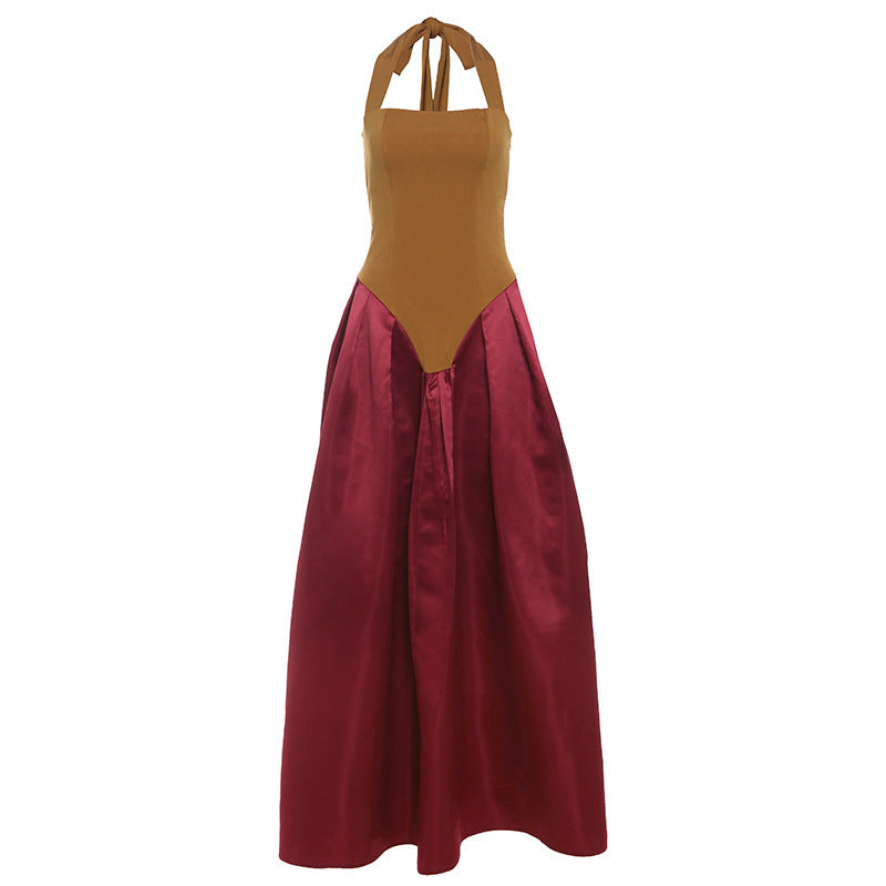 Women's Fashion Vacation Style Halter Lace-up Backless Slim Fit Dress