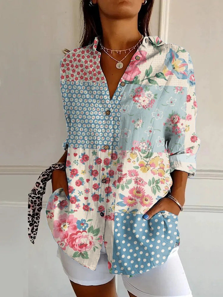 New Women's Long Sleeved Shirt For Summer Fashion, 3D Printed Shirt With Floral Pattern