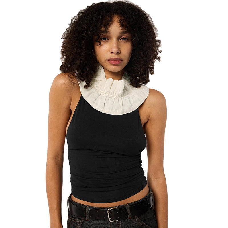 European And American Halter Sleeveless Backless Sexy Slim Top For Women