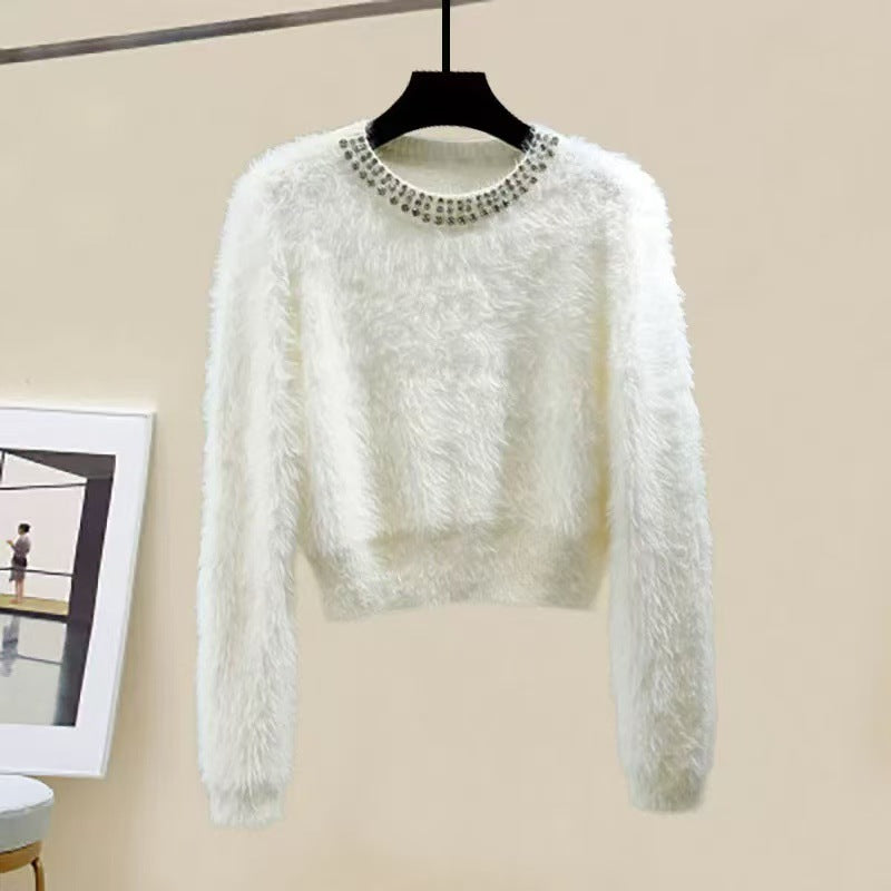 Stylish Cropped Womens Pullover Sweater