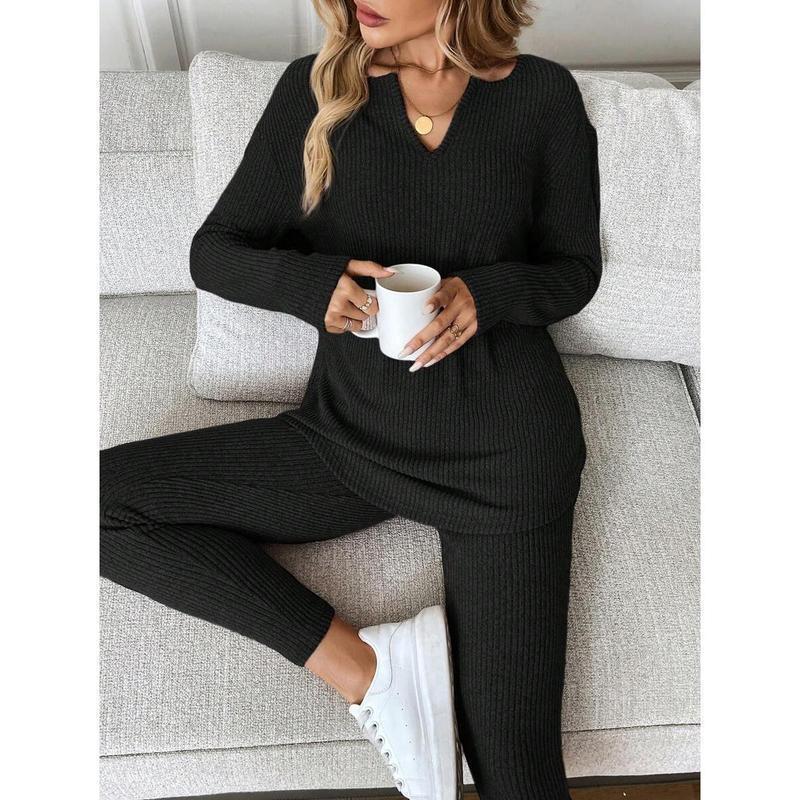 Women's Solid Color Casual Thermal Underwear Set