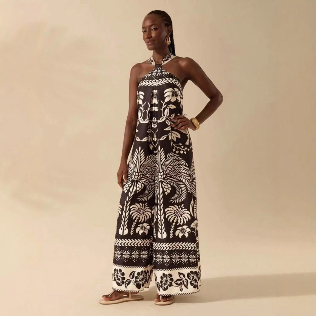 Women's Printed Fashion Halter Sleeveless Pants