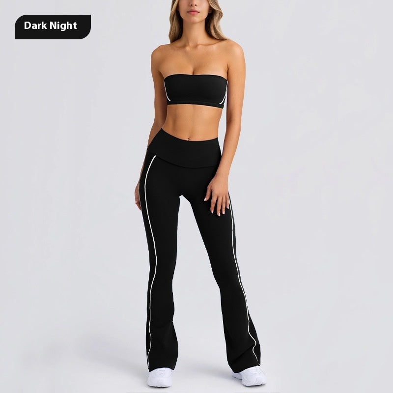 Yoga Clothes Autumn Strap Tube Top Nude Feel Bra Beauty Back Exercise Underwear Running Fitness Female Flared Pants Suit