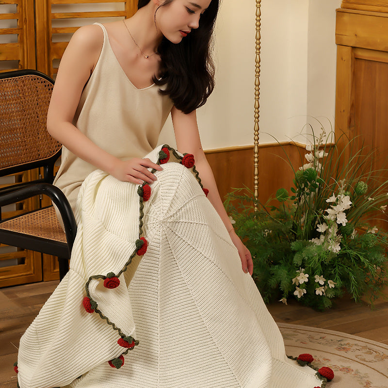 Hand Rose Blanket Into Bouquet Blanket Knitted Shawl