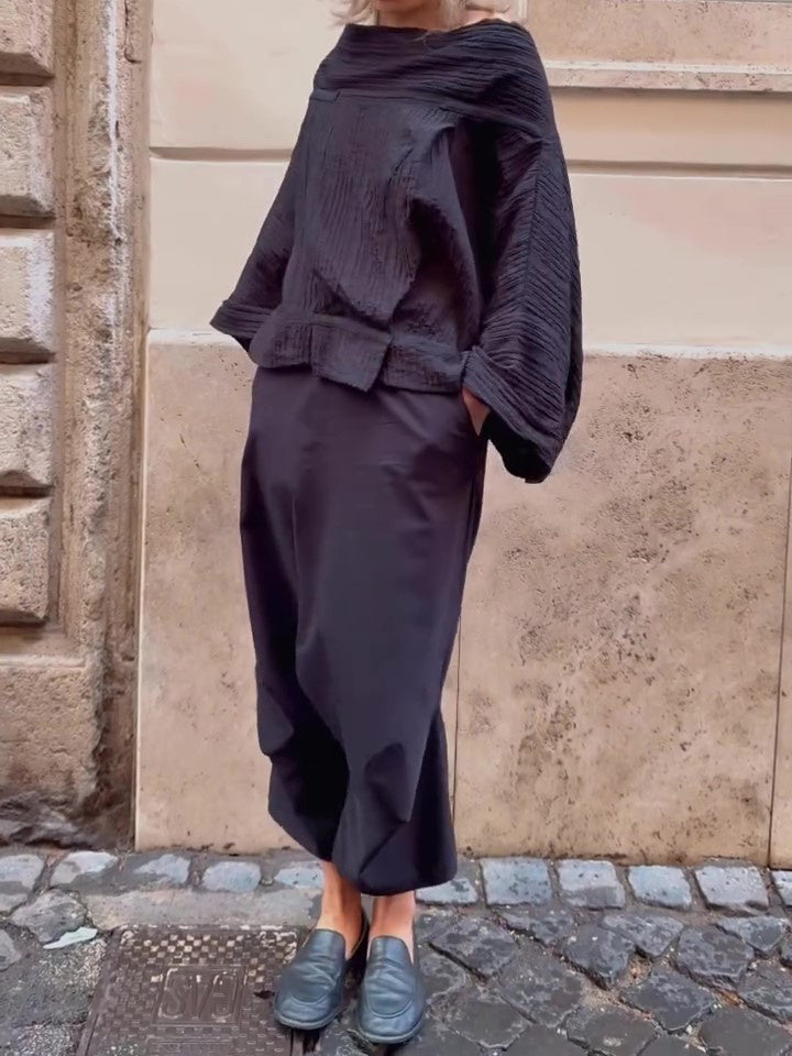 Dark Grey Textured Two - Piece Set