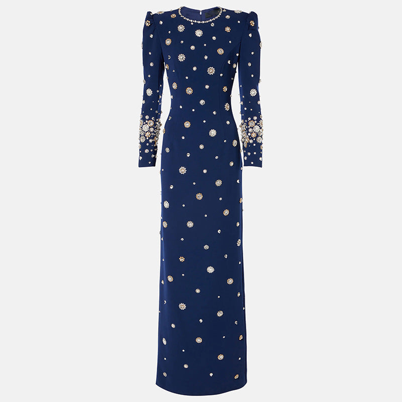 Heavy-duty Beaded And Diamond-embellished Slim-fit Maxi Dress
