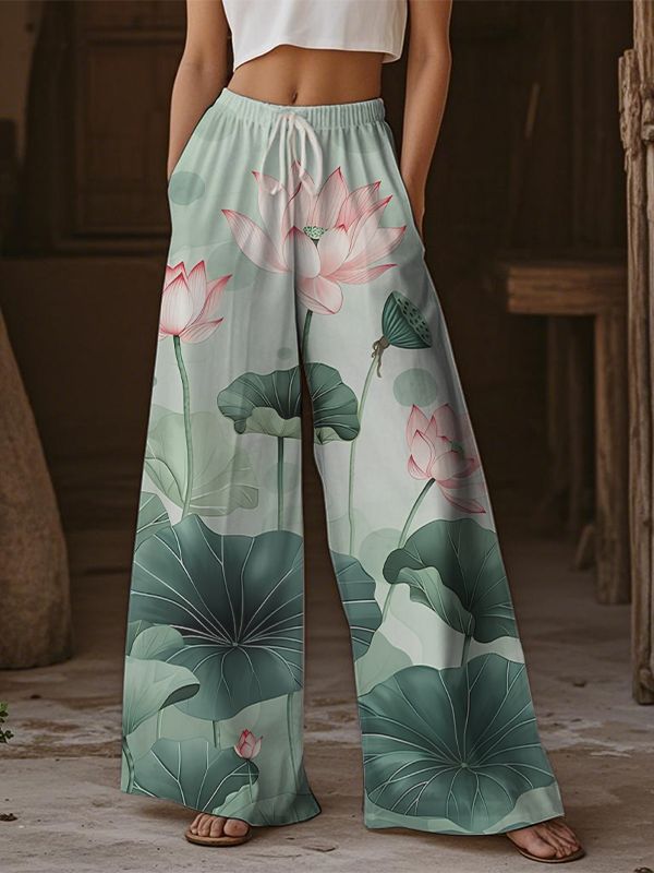 Casual Wide-leg Athletic Pants For Street Style In Europe And The US