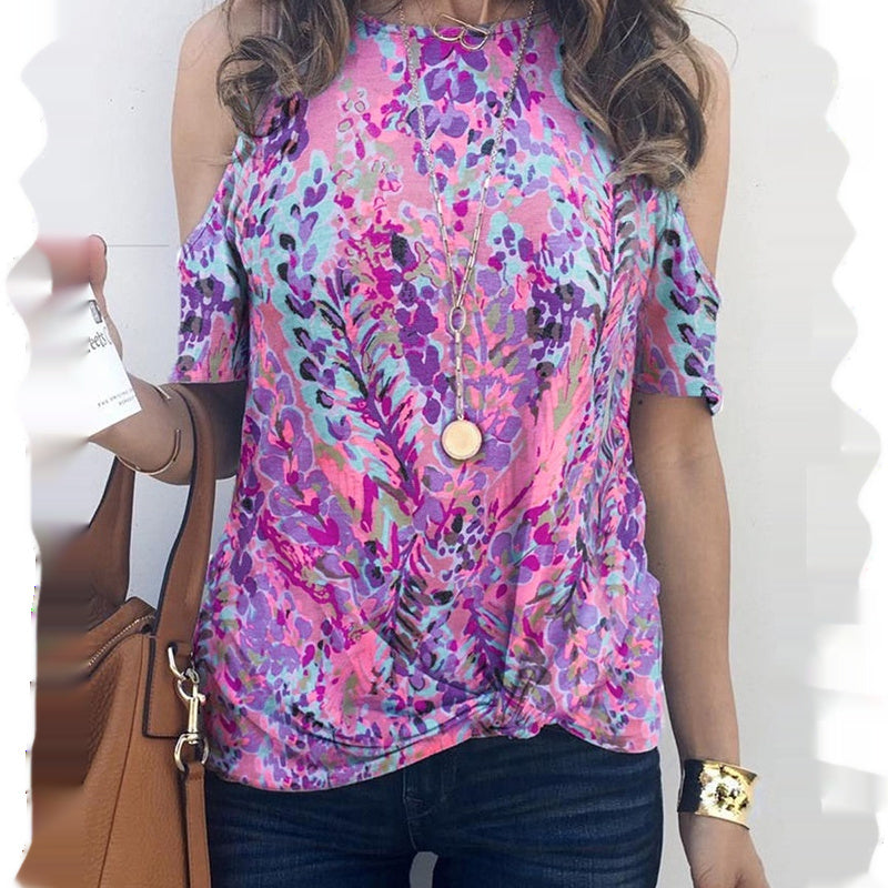 Twisted Printed Short Sleeve Summer Thin Personalized