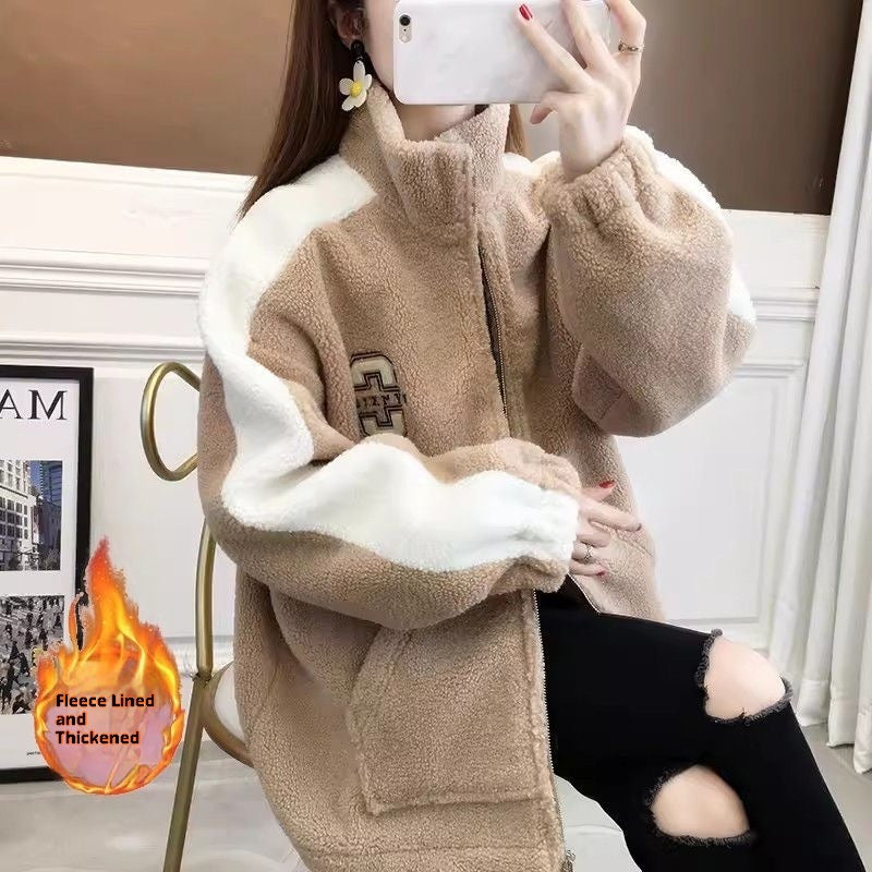 Women's New Korean Cardigan Velvet Padded Thickened Coat