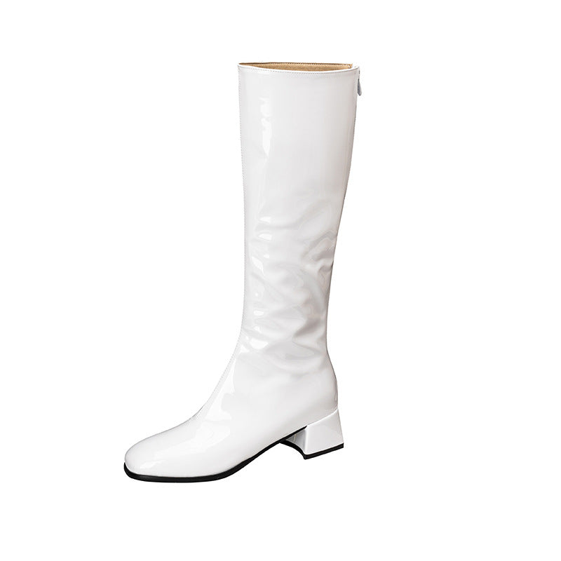 Womens Stylish Chunky-heeled Square-toe Over-the-knee Boots