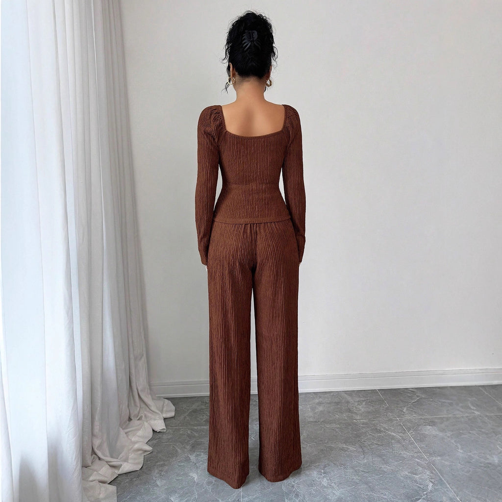 Metal Rose Buckle Slim-Fit Fashionable Womens Suit