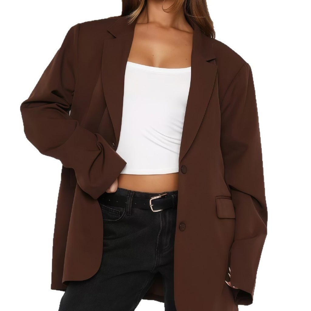 Women's Solid Color Loose Casual Single-breasted Coat