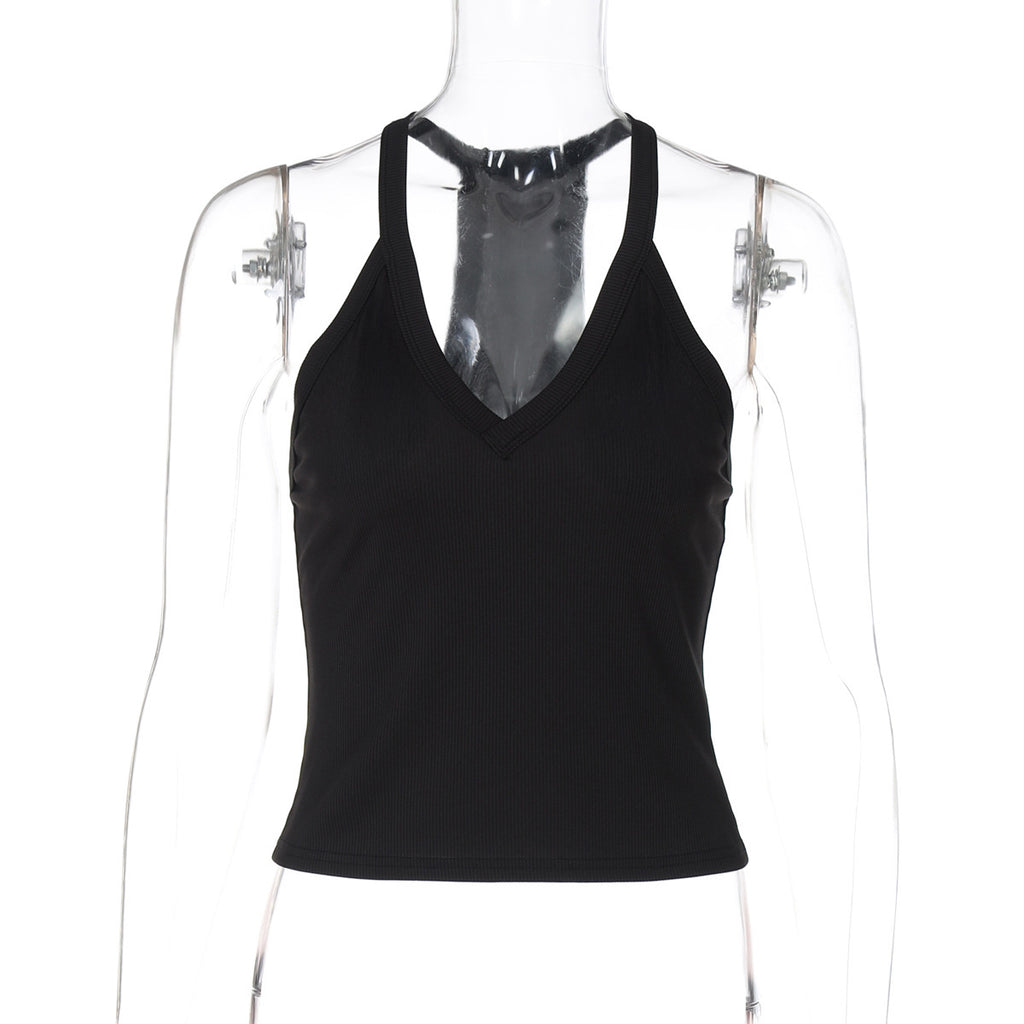 New V-neck Sexy Slim Fit Exercise Small Vest Top T-shirt