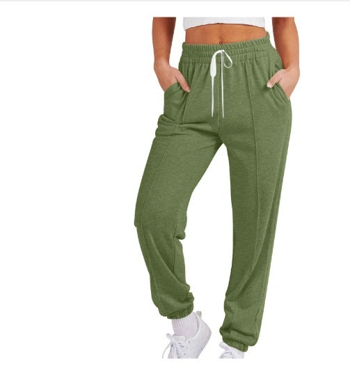 Women's Casual Drawstring Solid Color Sports Jogger Pants