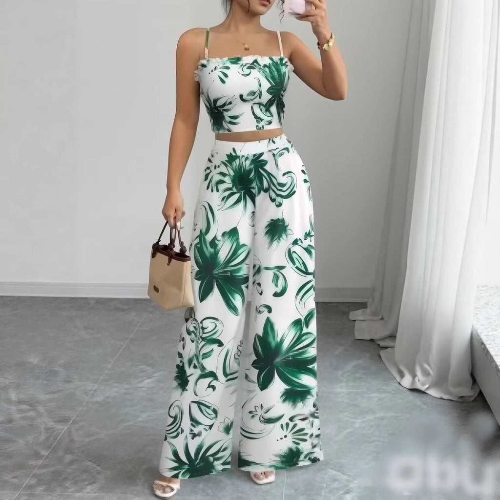 Womens Slim-Fit Fashionable Jumpsuit With Straps And Print For Casual Wear