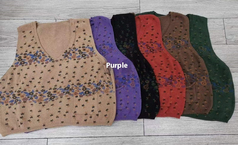 Retro Easy Matching Knitted Sleeveless Vest Fashion Classic Top