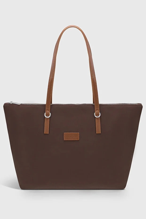 Brown Large Capacity Water Resistant Shopper Bag For Women
