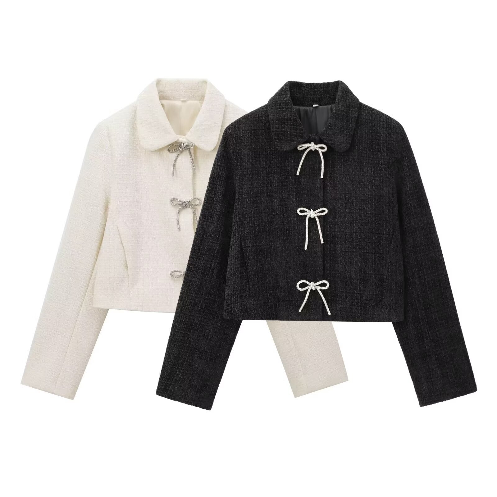 Graceful And Fashionable Round Neck Single-breasted Solid Color Coat